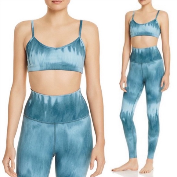Beyond Yoga Pants - Beyond Yoga Teal Tie-Dye Leggings and Bra Set